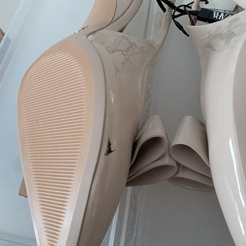 Zara Cream Bow Slingback Heels - Picture 5 of 5